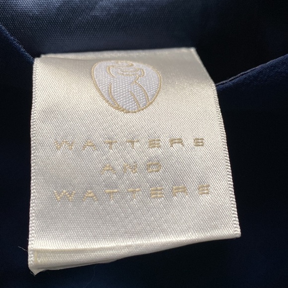 Evening Dress in gorgeous silk! Women’s sz 6 navy blue. Like new! Includes scarf - Picture 9 of 16